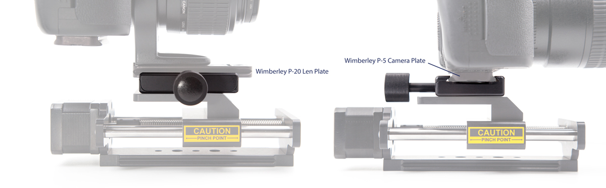 Clamp mounts either perpendicular or parrallel to the camera